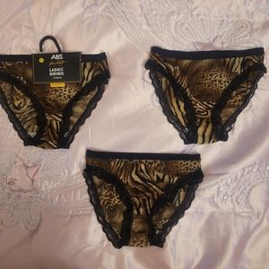 Leopard Print Ladies 3 Pack Bickini Underwear